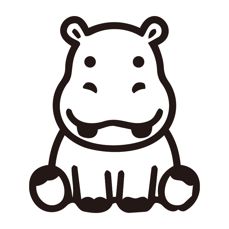 かばのモノクロアイコンです。視