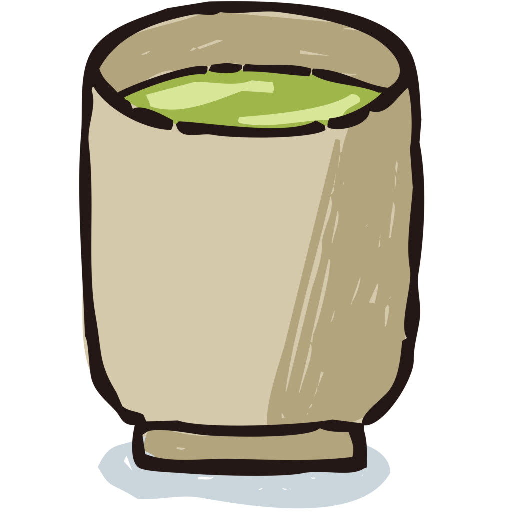湯呑に入ったお茶の手書きイラス