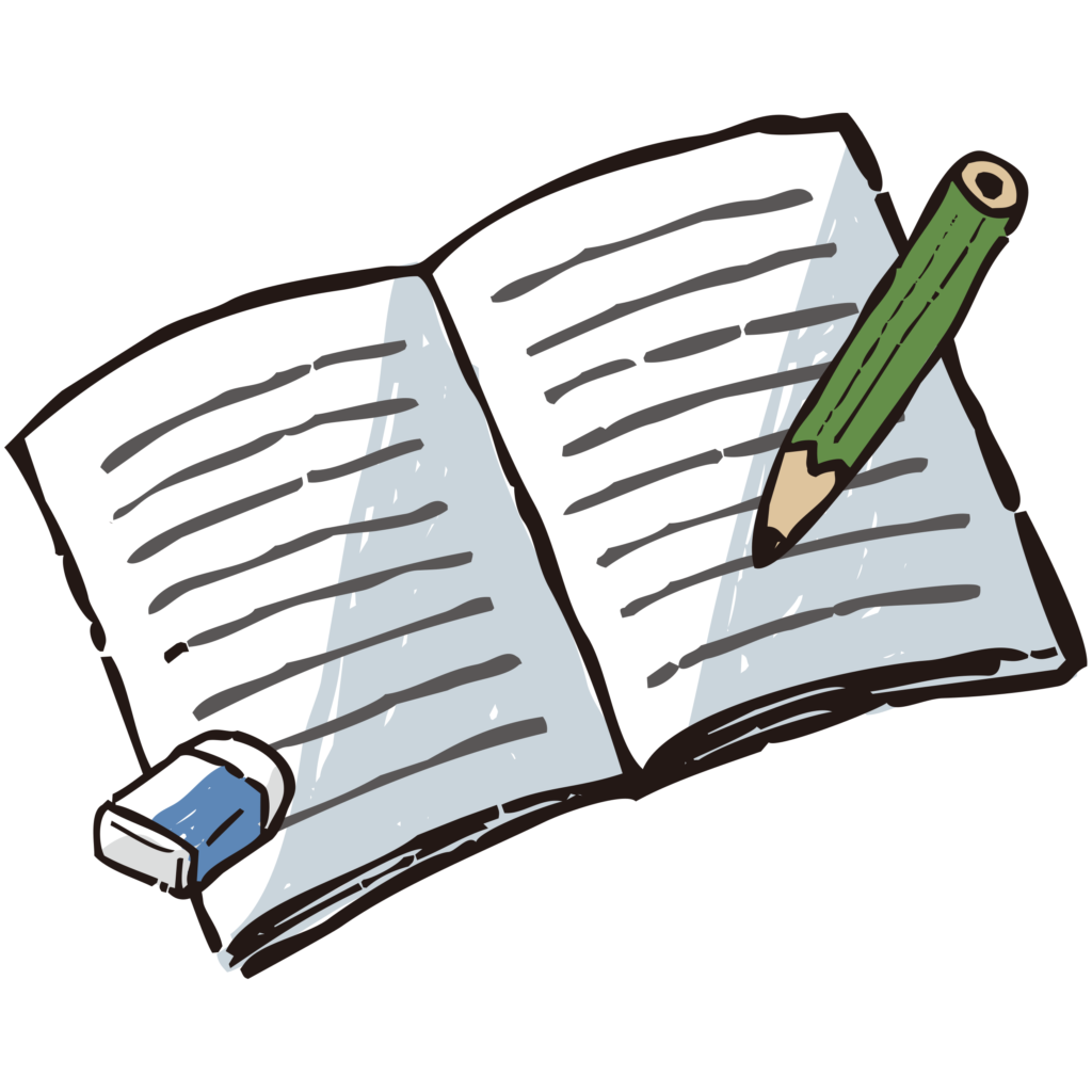 ノートに鉛筆で勉強しているイメ