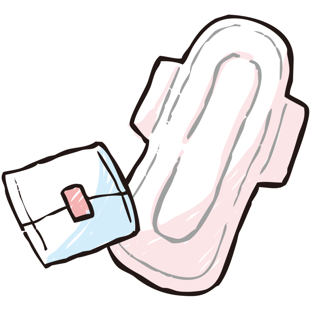 手書きの生理用ナプキンのイラス