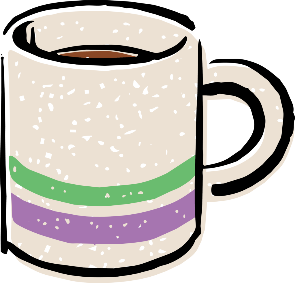 大ぶりなマグカップのイラストで