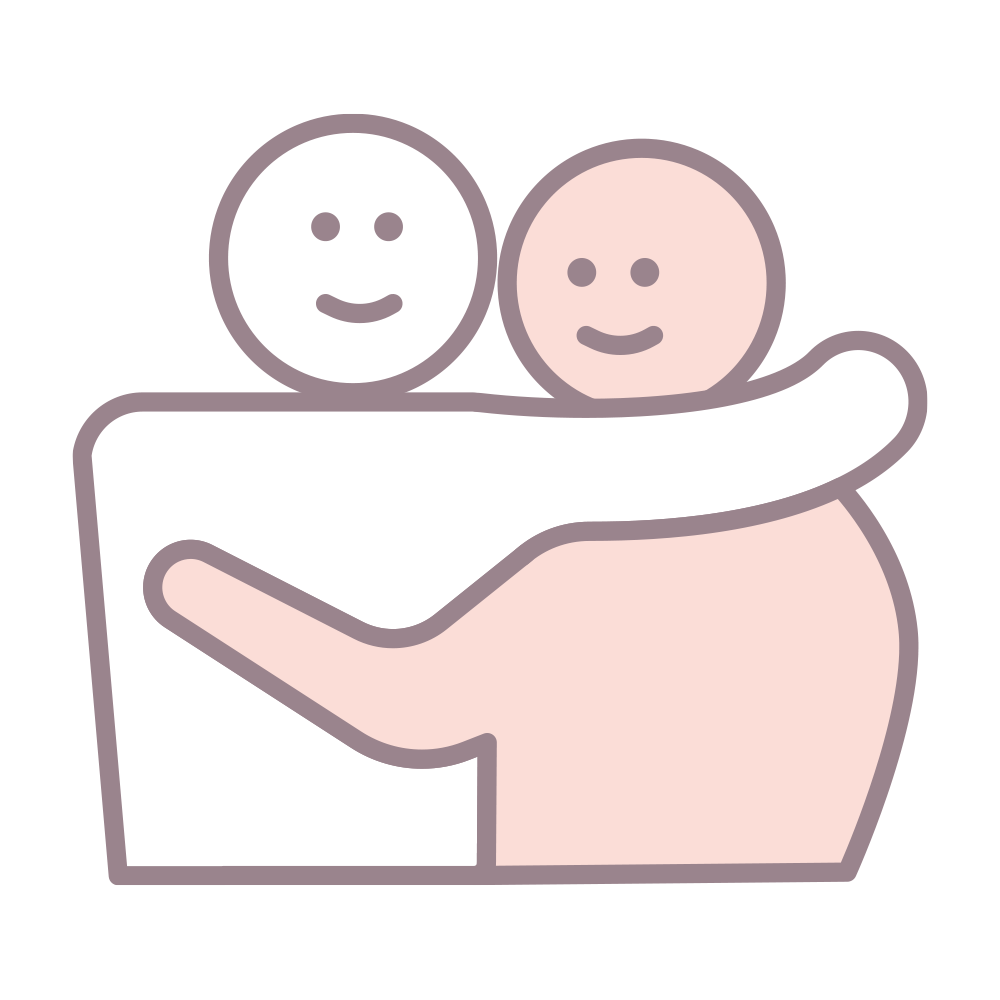 2人のキャラクターが仲良く肩を