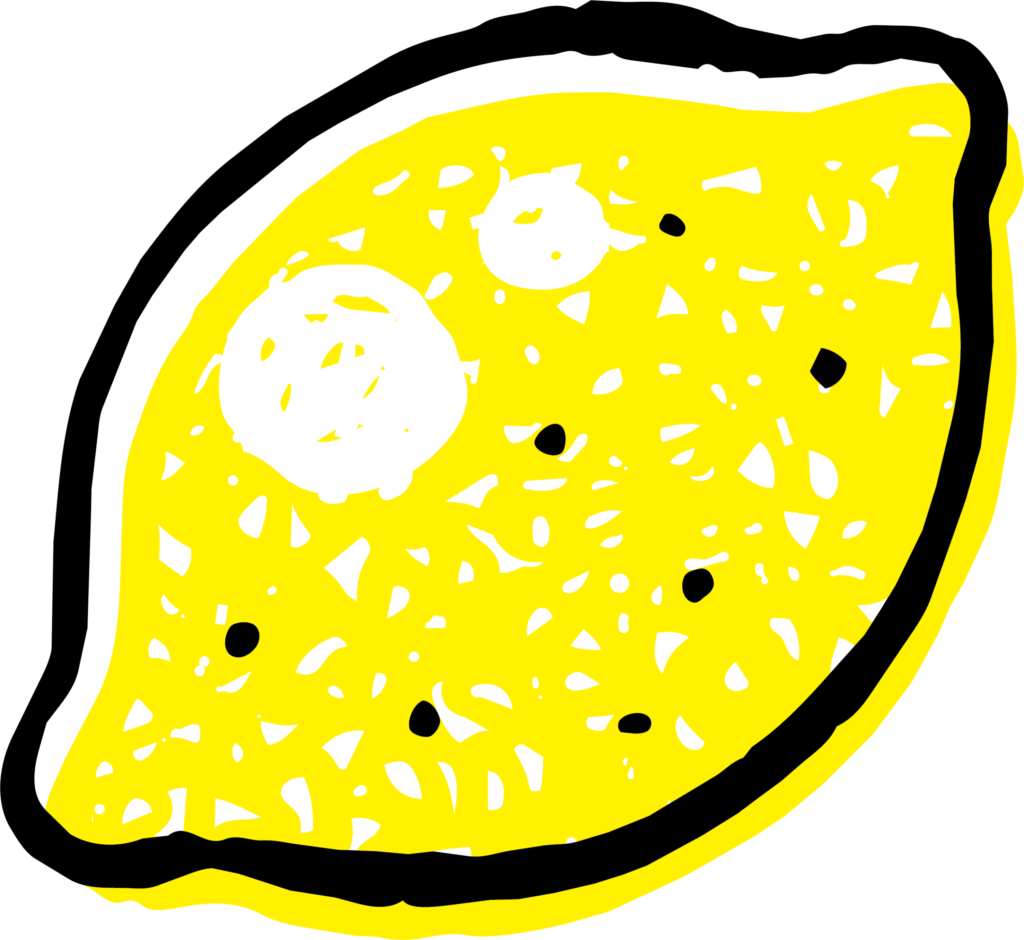 黄色いレモンのイラストです。 