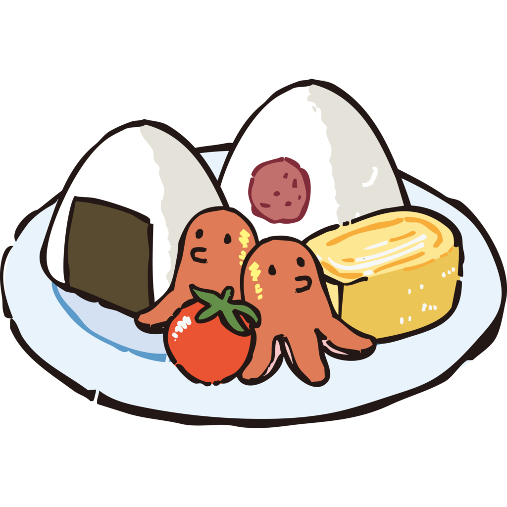 手書きの朝食プレートのイラスト