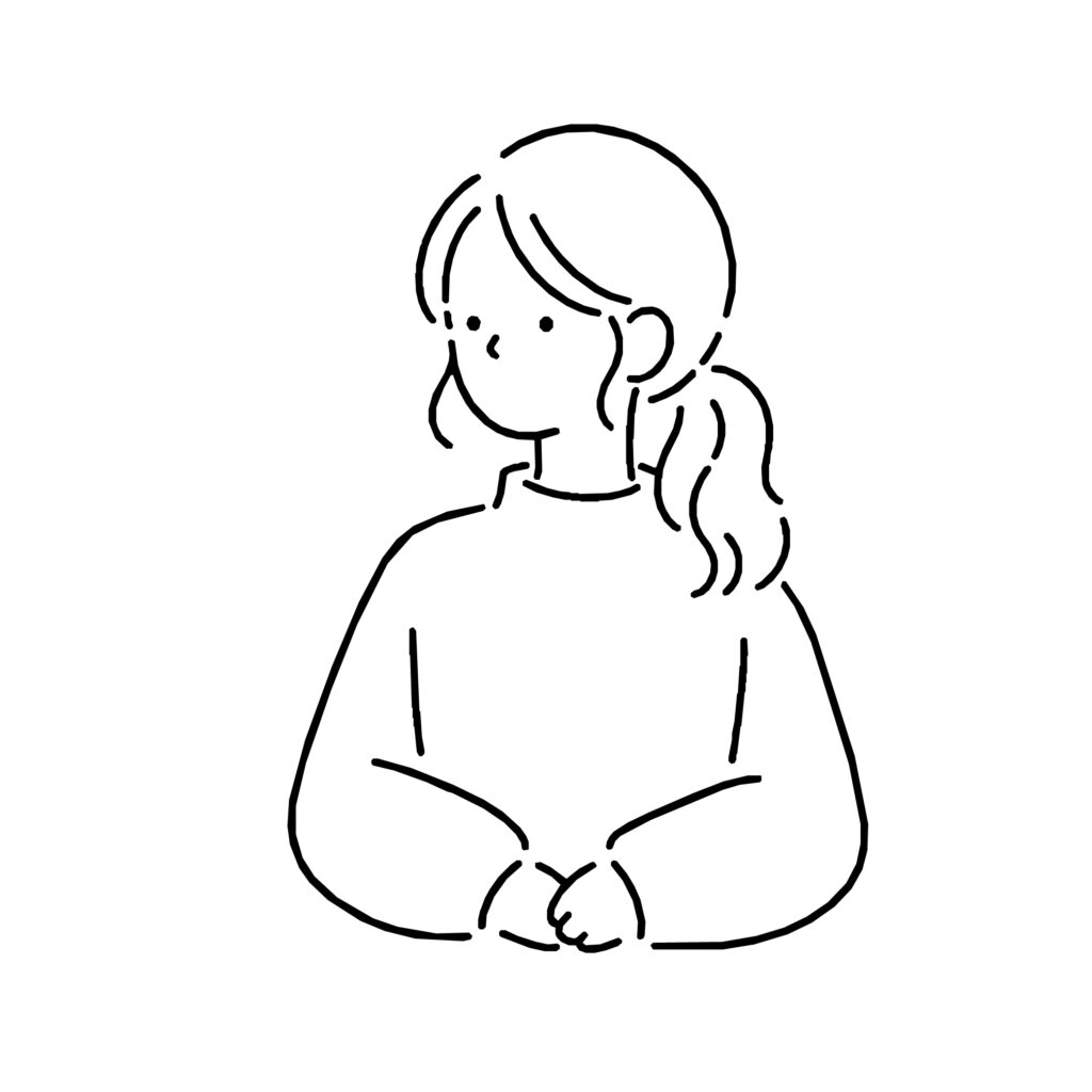 やさしい表情の女性を横向きに描