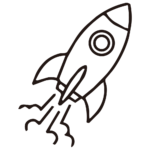 イラスト モノクロアイコン ロケット