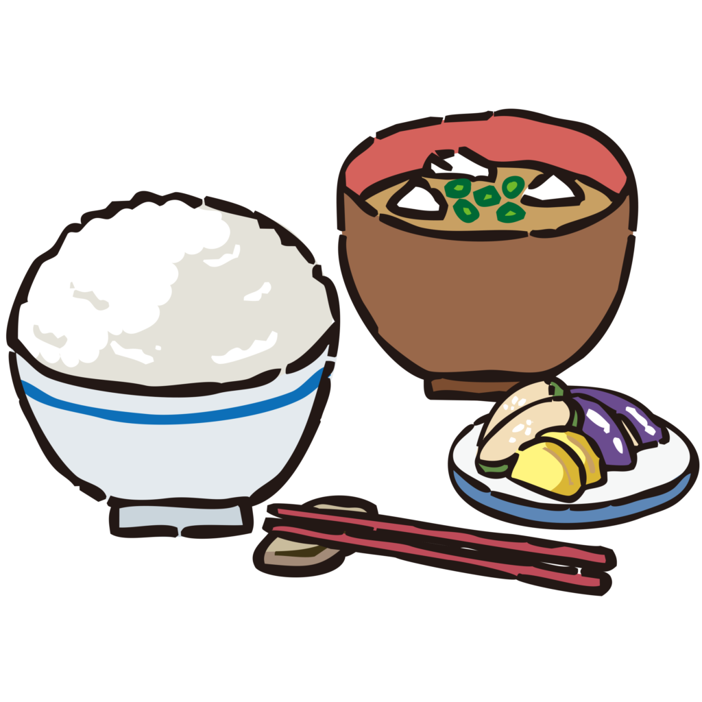 手書きの朝食のイラストです。 