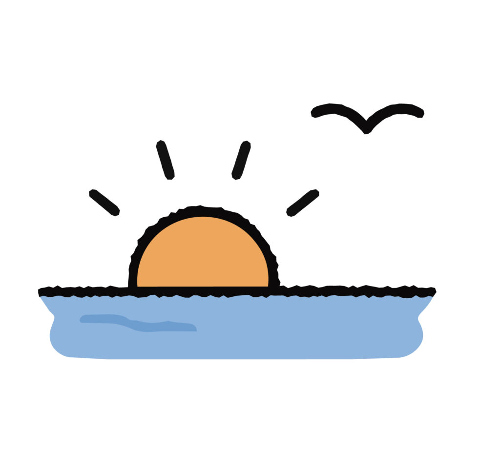 シンプルでポップな太陽と海のア