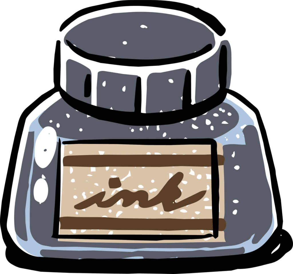 瓶に入ったインクのイラストです