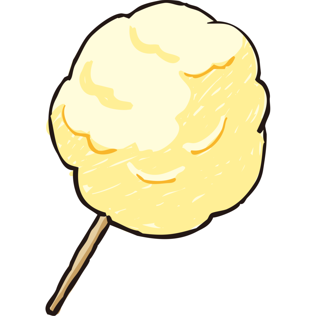 手書きの綿菓子のイラストです。