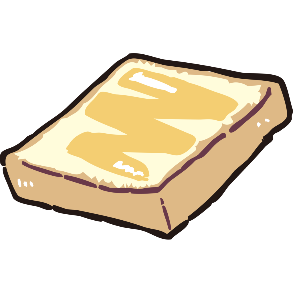 手書きのバタートーストのイラス