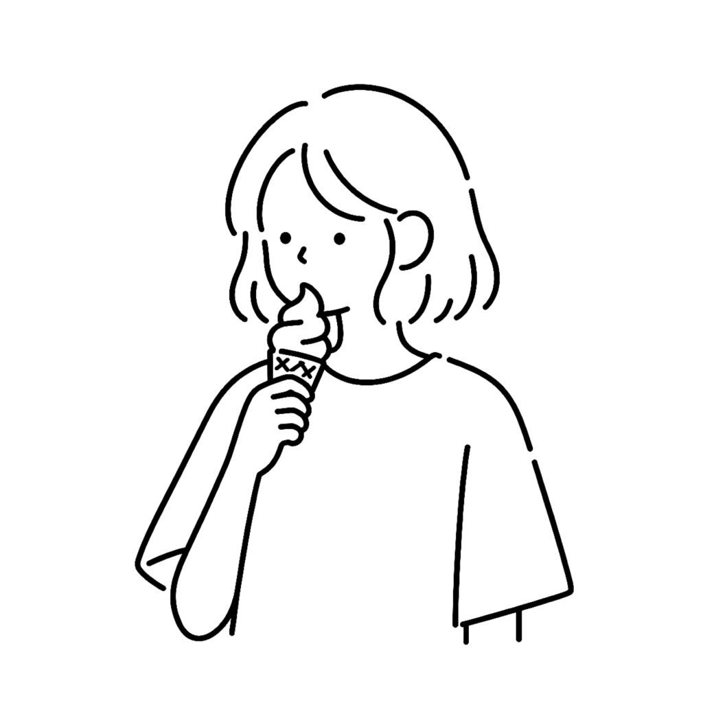 ソフトクリーム食べるボブヘアー