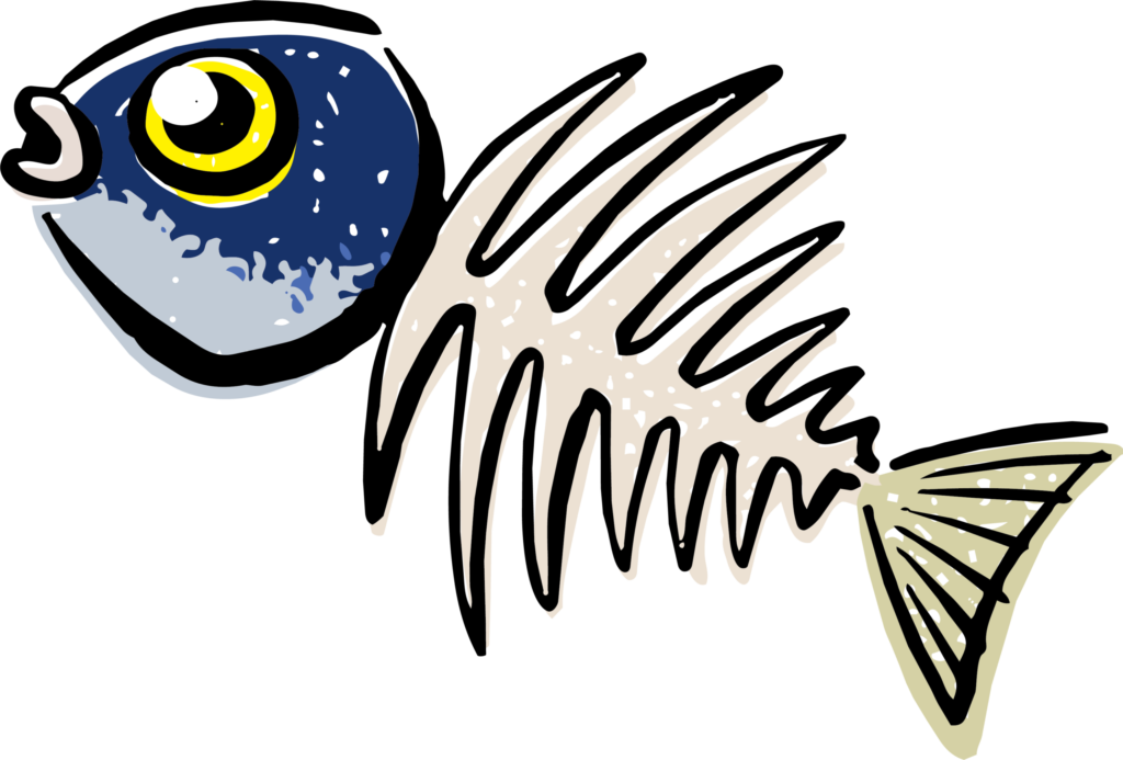 魚の骨のイラストです。 魚を箸