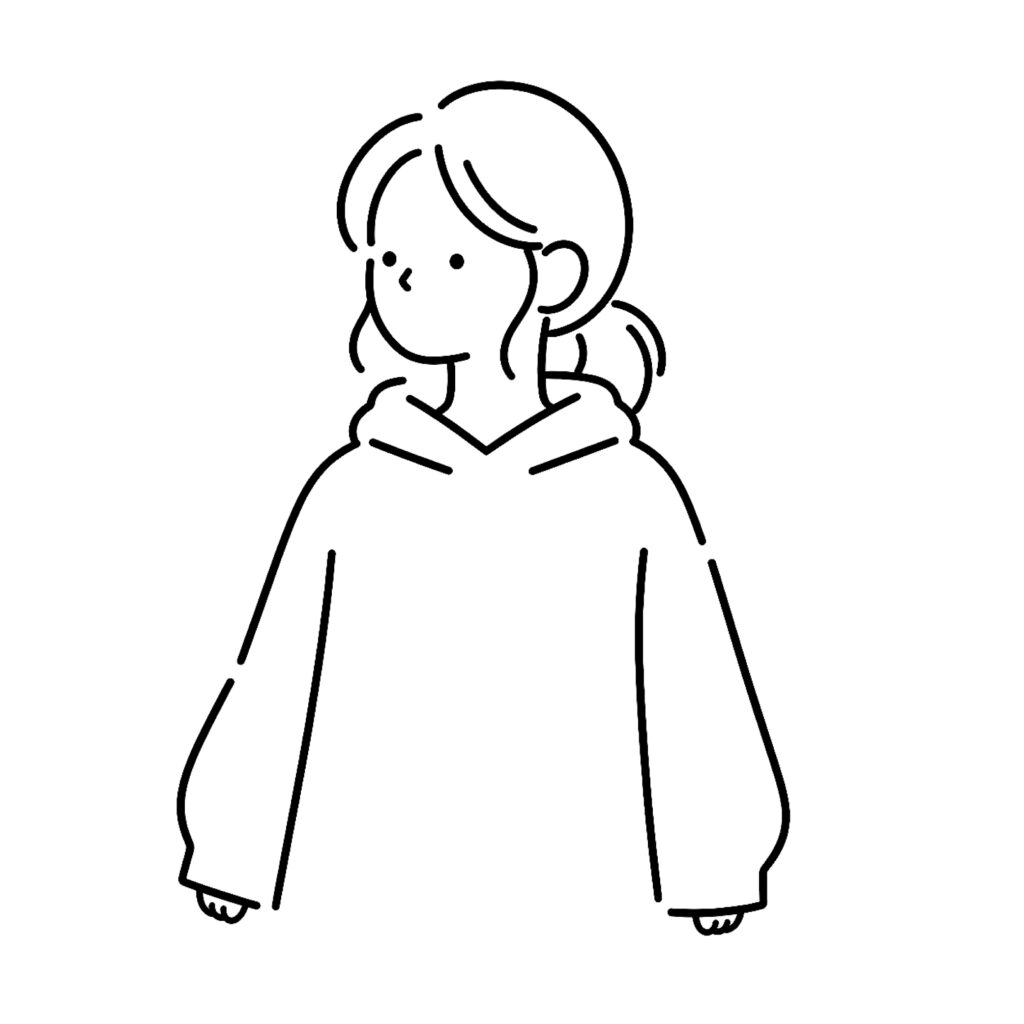 ゆったりした服装の女性をシンプ