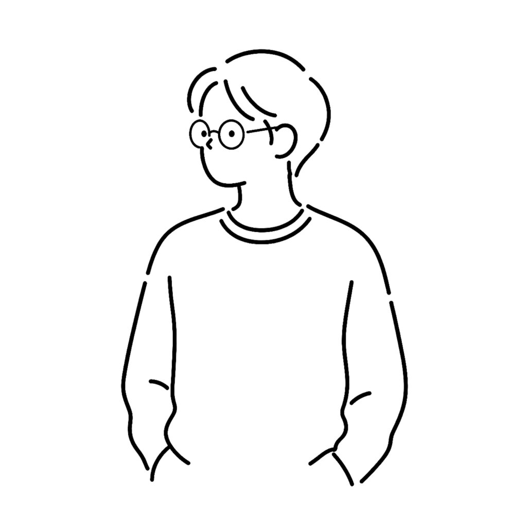 トレーナーを着た眼鏡男子を描い
