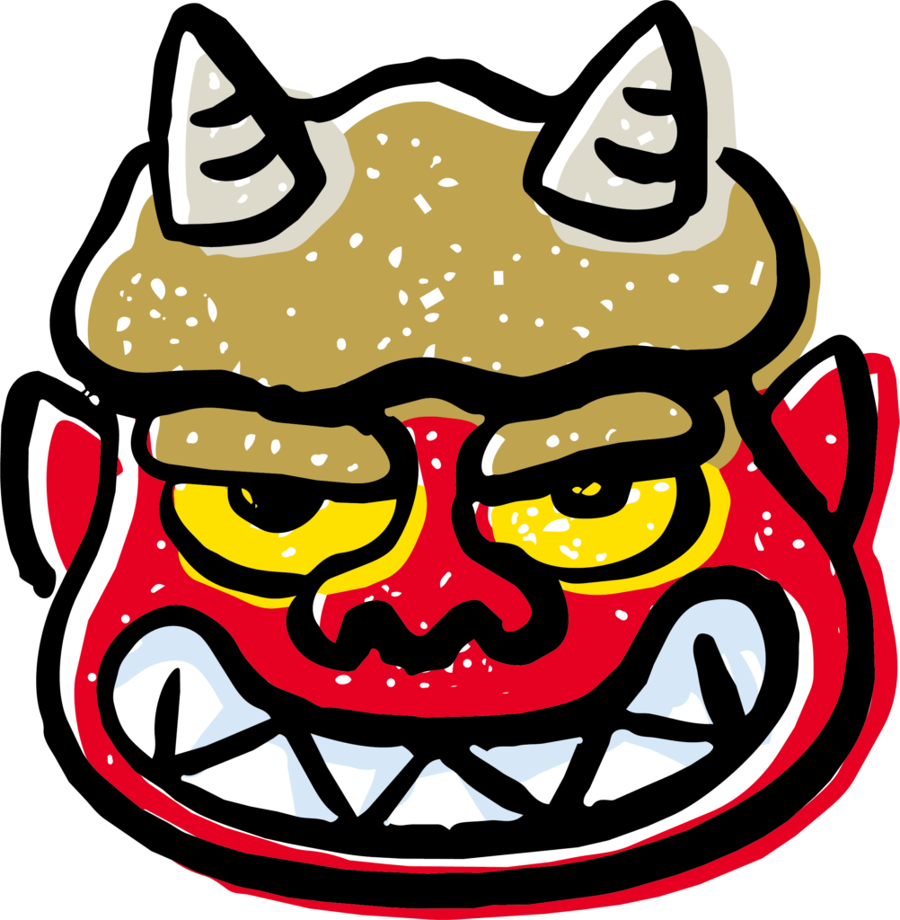 不敵な笑いを浮かべる日本的な赤