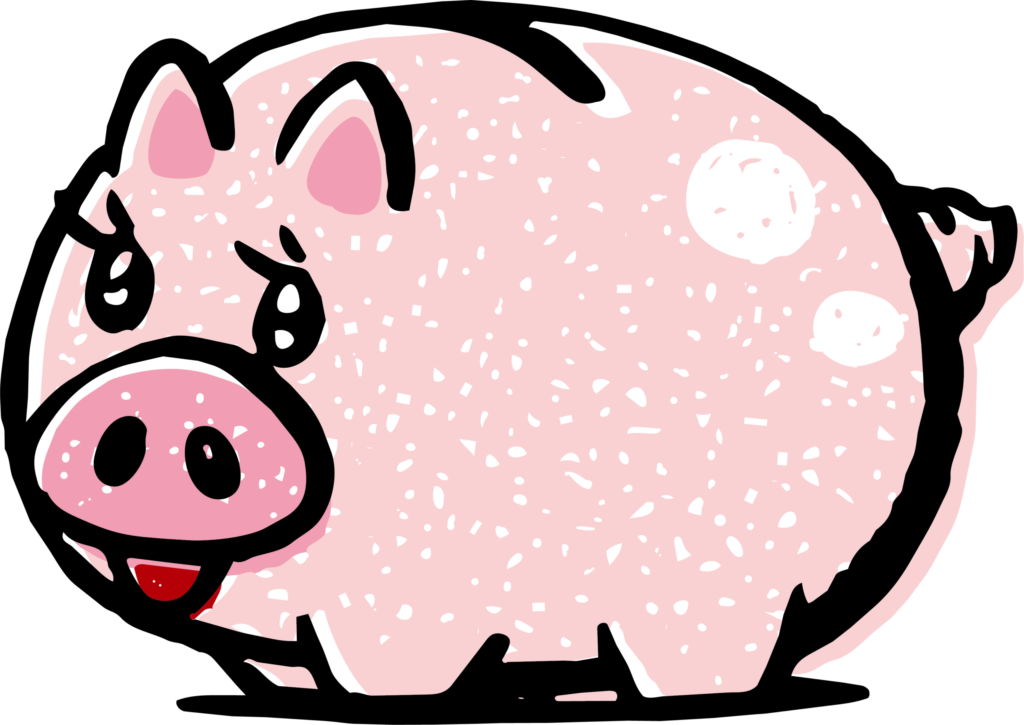 ブタの貯金箱のイラストです。 