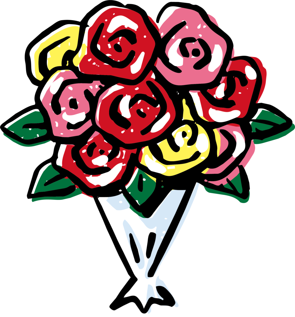 花束のイラストです。 若い頃は