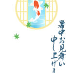 暑中見舞い 暑中見舞いのイラスト入りのテンプレート 縦書