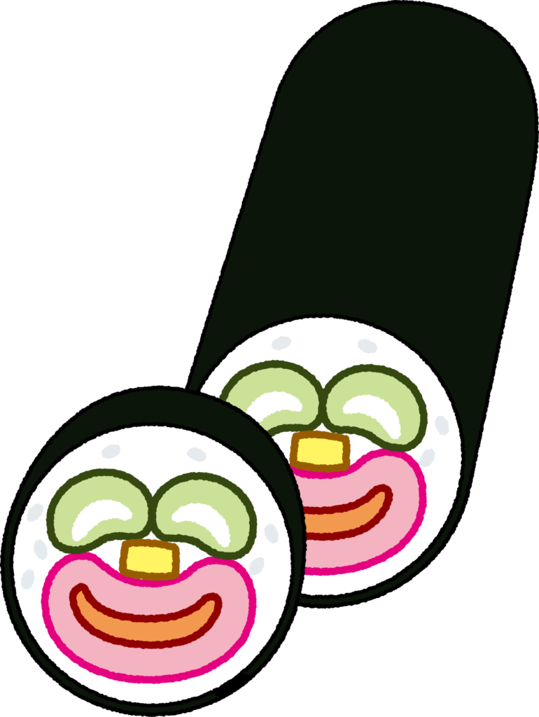 太巻きのイラストです。 中に巻