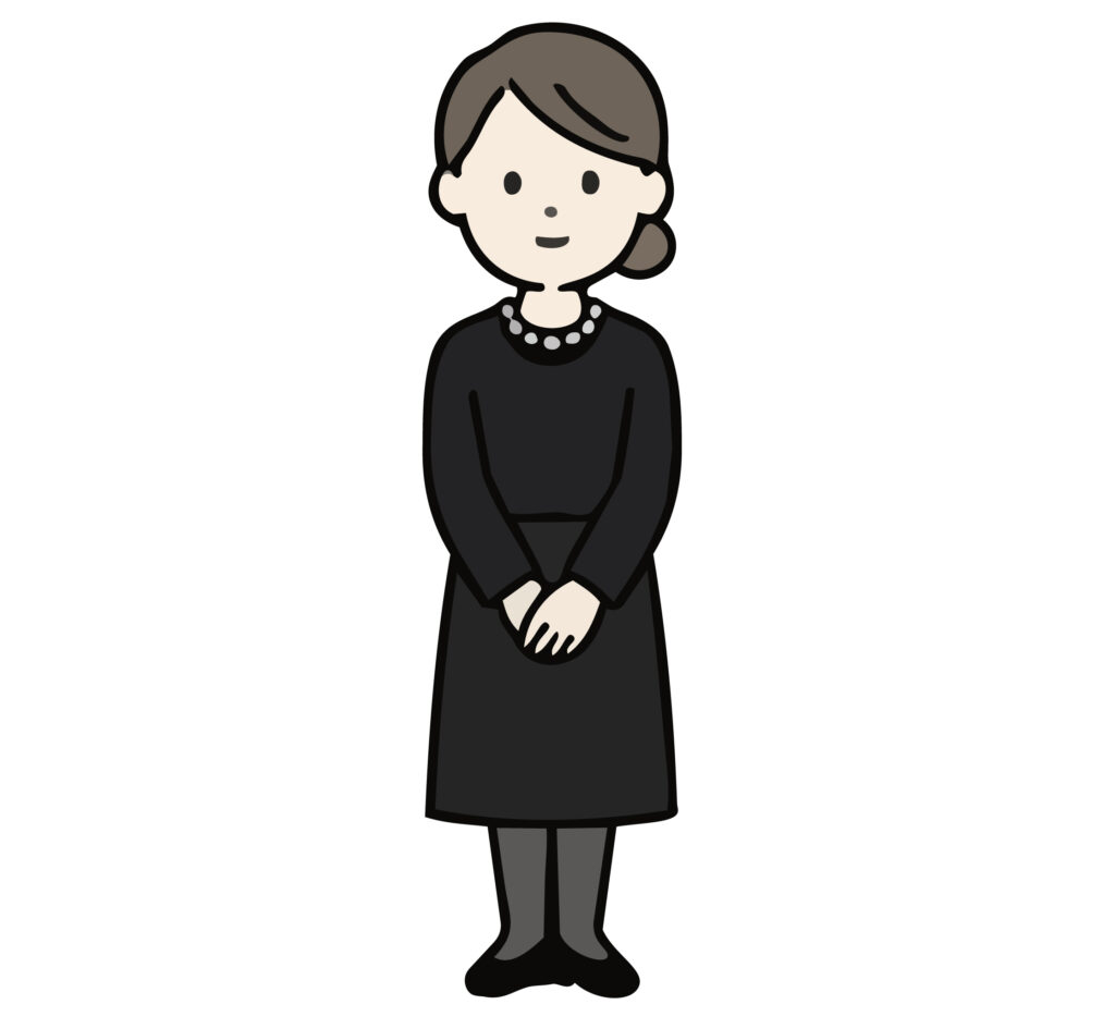 喪服を正しく着用した、丁寧なタ