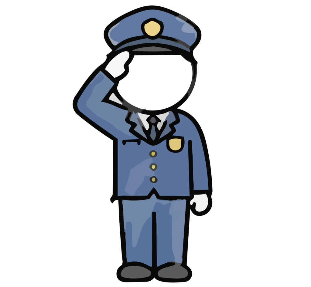 敬礼をしている警察官のイラスト