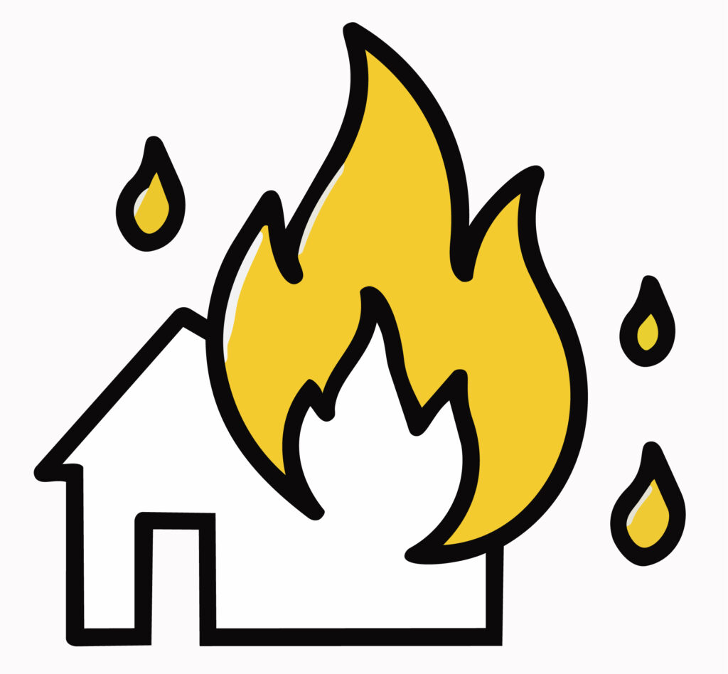 火事のアイコン。冬場の乾燥期や