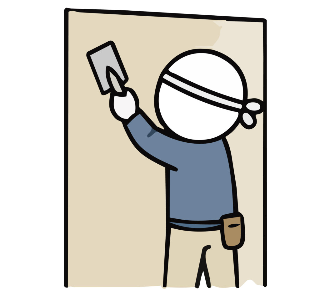 内装を丁寧に仕上げる職人のイラ