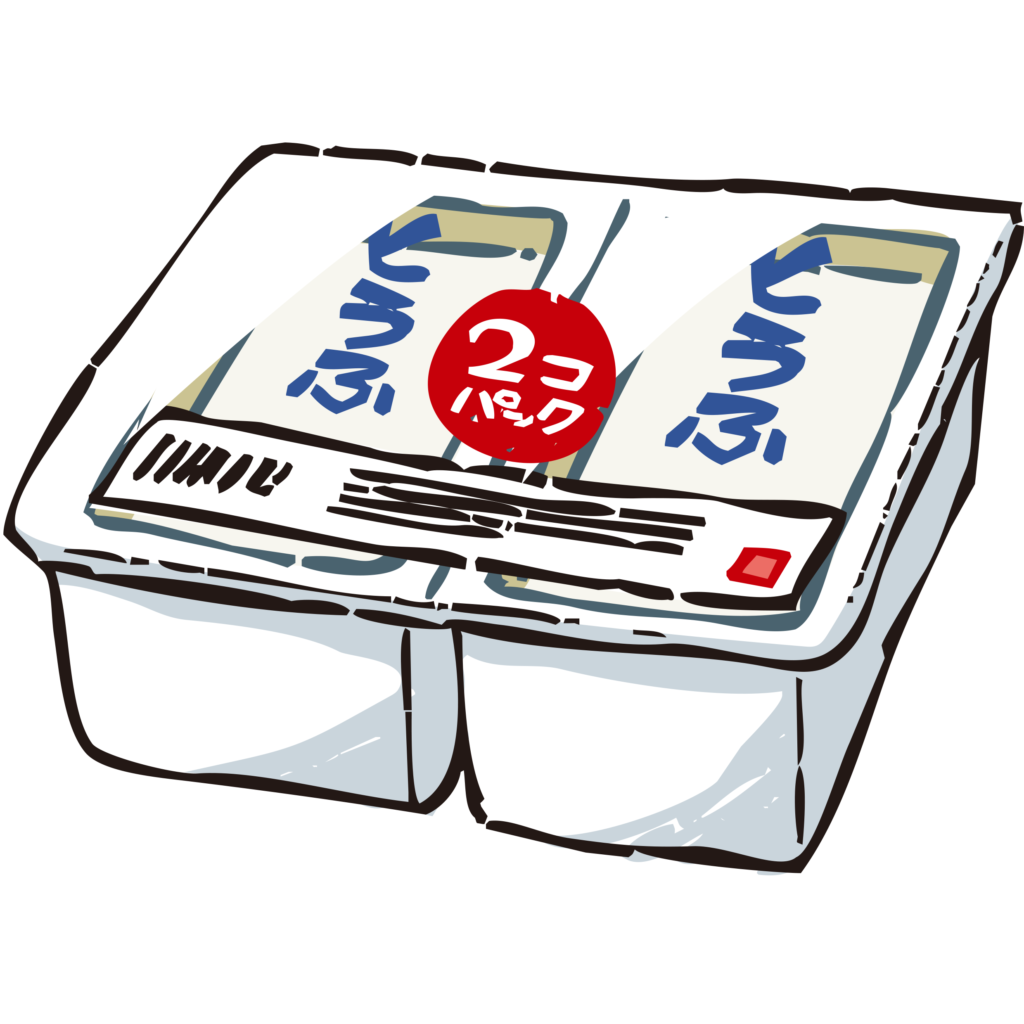 手書きのパック豆腐のイラストで