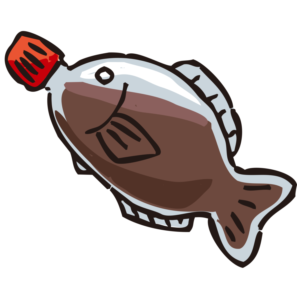 魚型のタレ瓶の手書きのイラスト