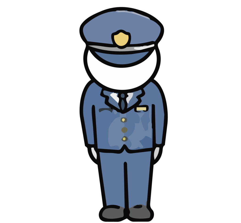 丁寧にお辞儀をする警察官のイラ