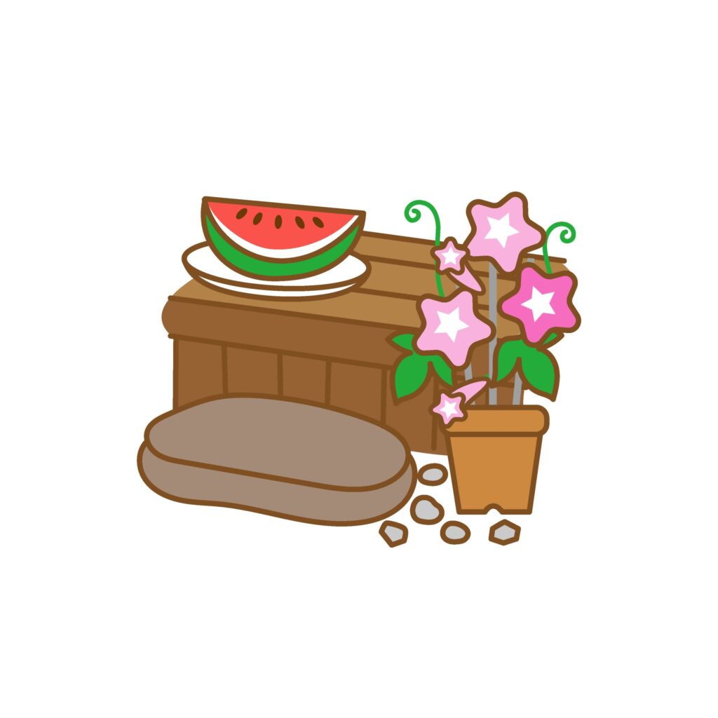 夏の縁側のイラストです。 夏休