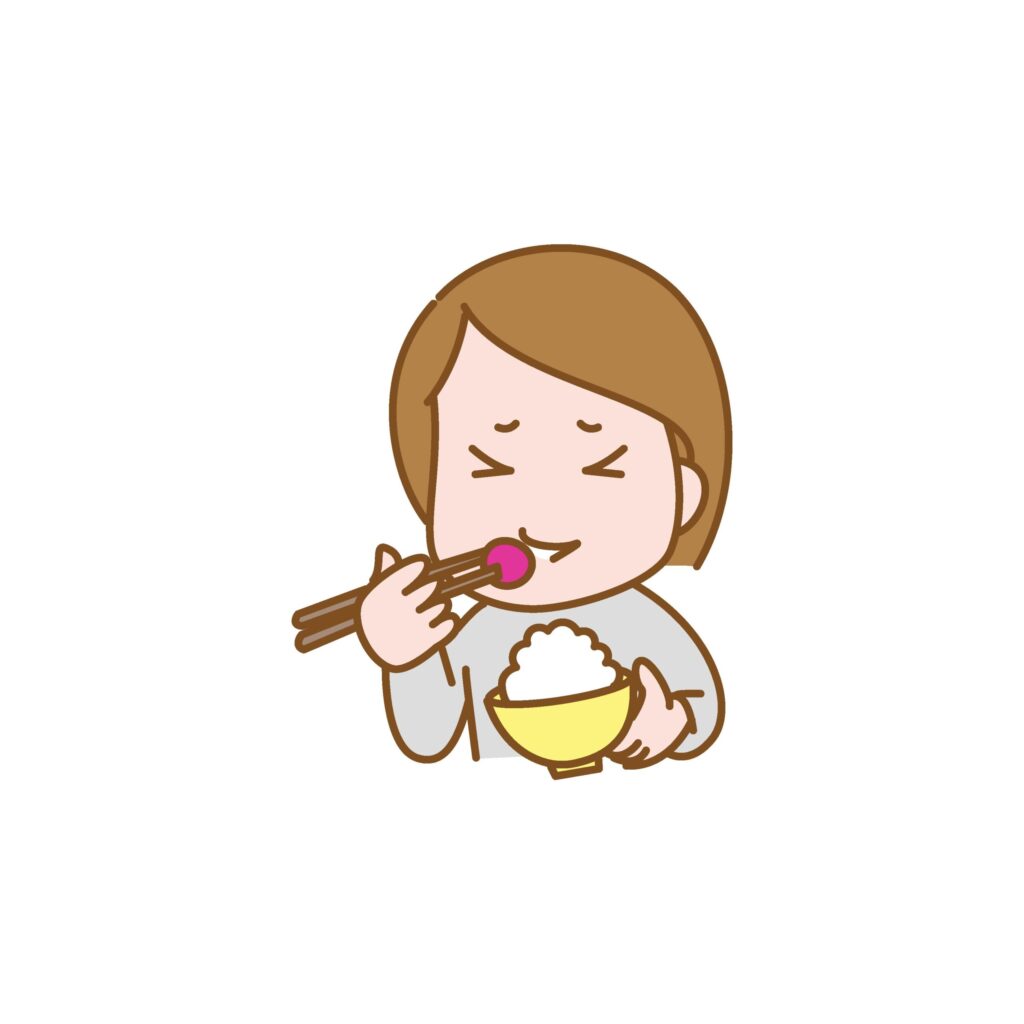 梅干しを食べる女性のイラストで