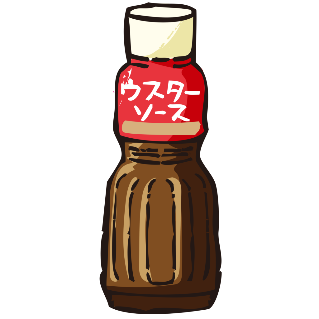 手書きのウスターソースのボトル