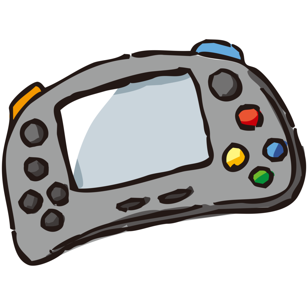 携帯用ゲーム機の手書きのイラス