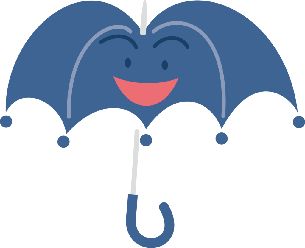 天気のアイコン、傘のイラストで