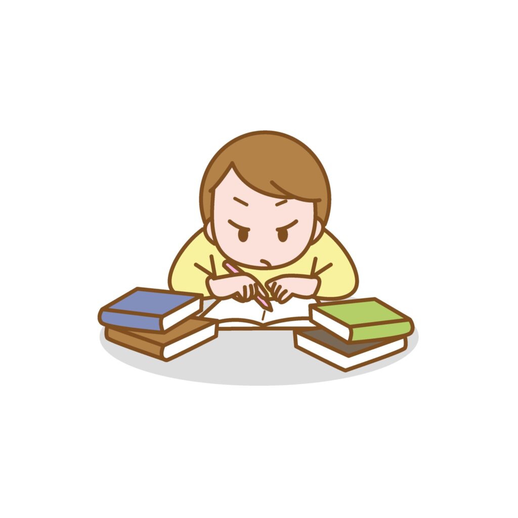 勉強をする受験生のイラストです