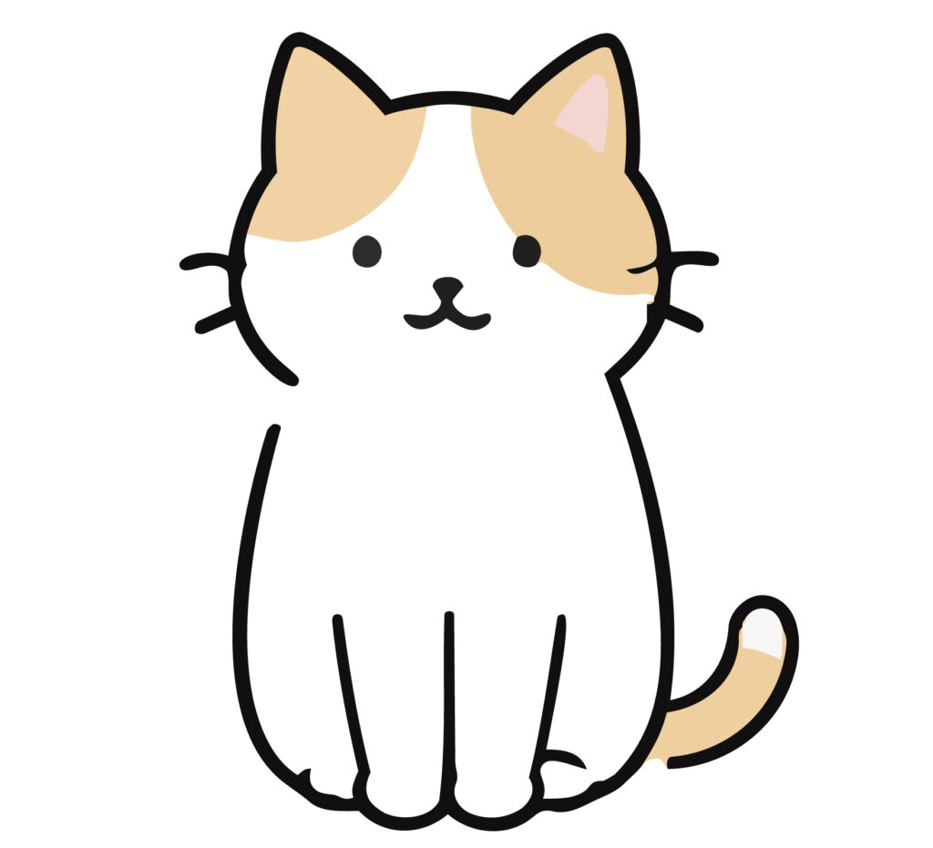 愛らしい猫の正面ポーズを描いた