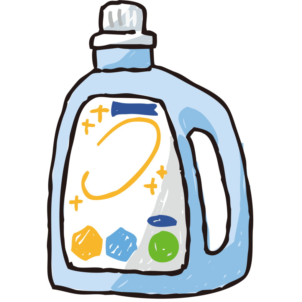 手書きのボトル入り洗濯用洗剤の