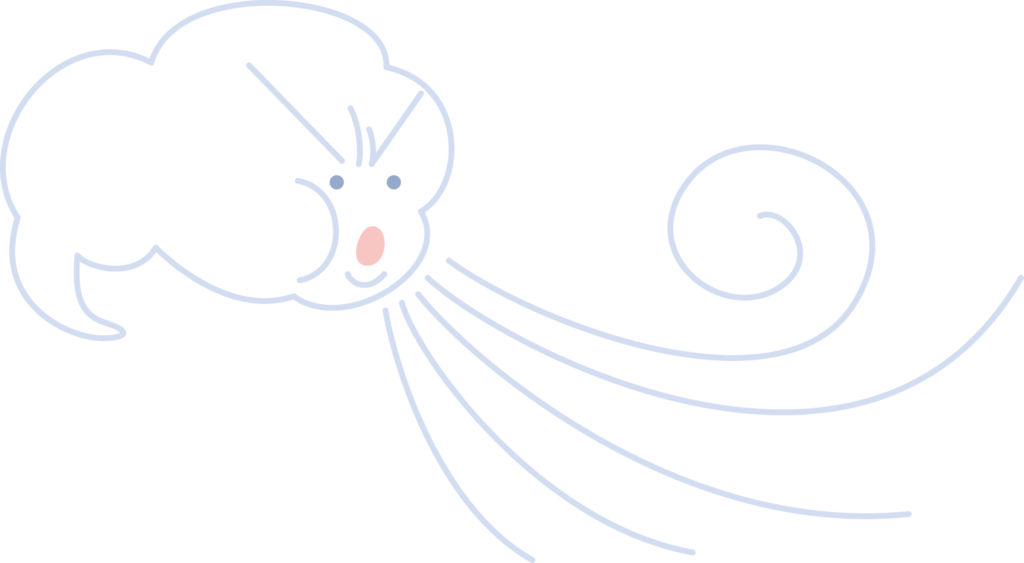 天気のアイコン、風のイラストで