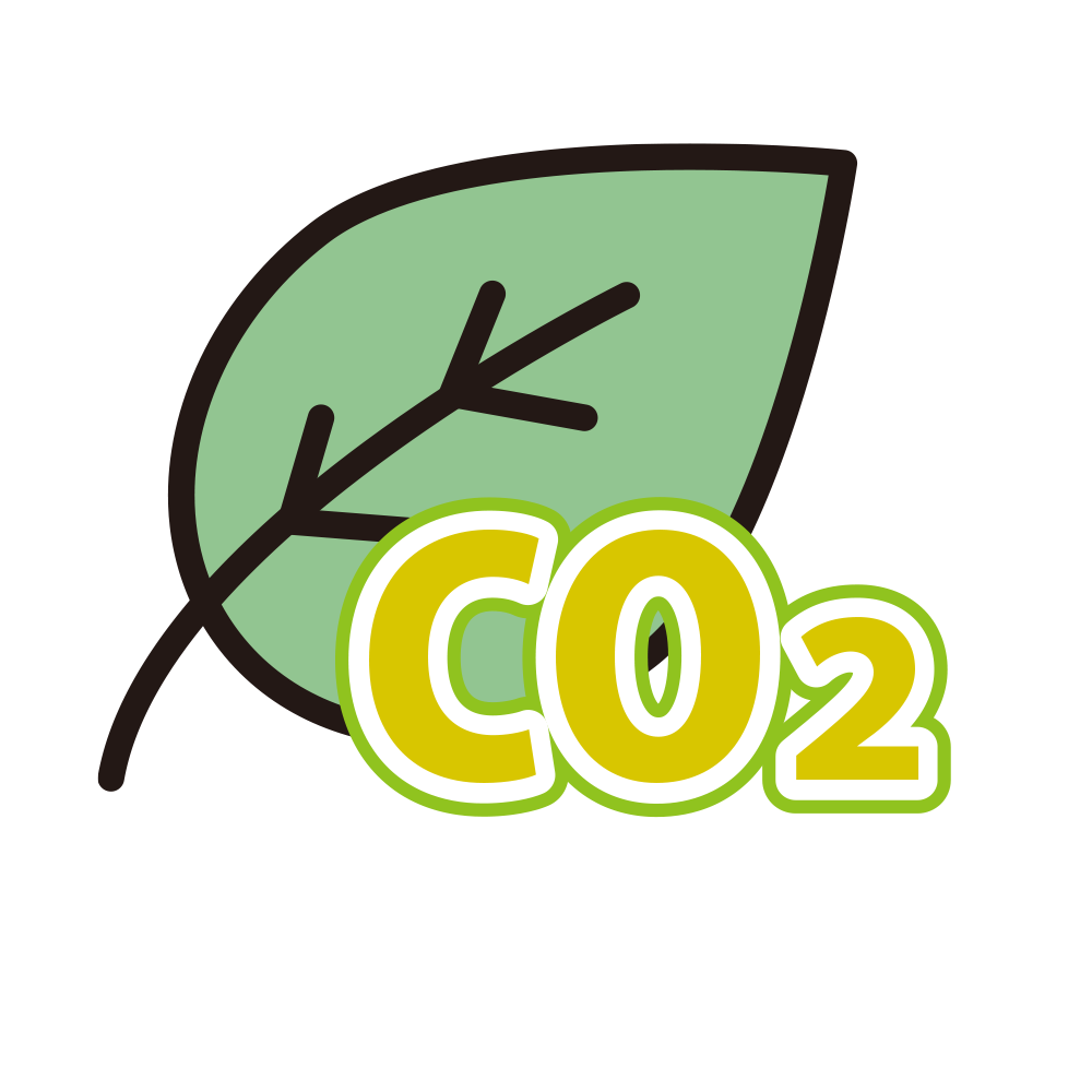 大きな緑の葉っぱと黄色の「CO