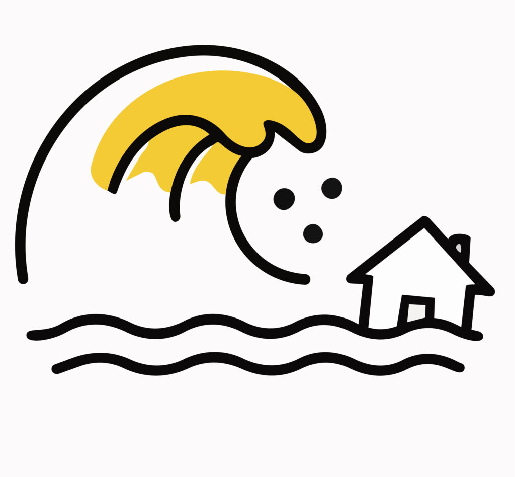 津波のアイコン。夏や台風シーズ