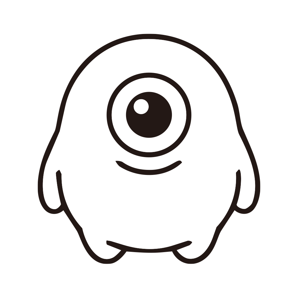 大きなひとつ目と丸みのある可愛