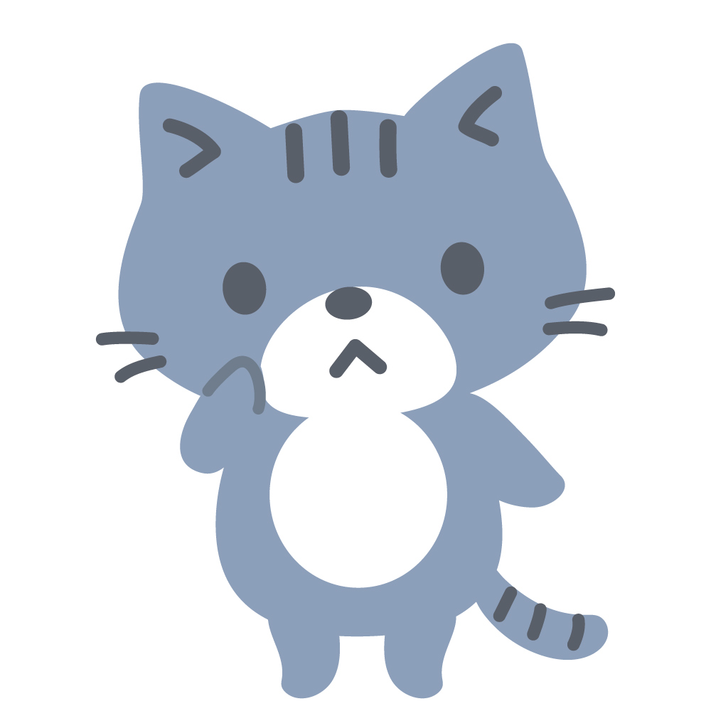 首をかしげている灰色ねこのかわ