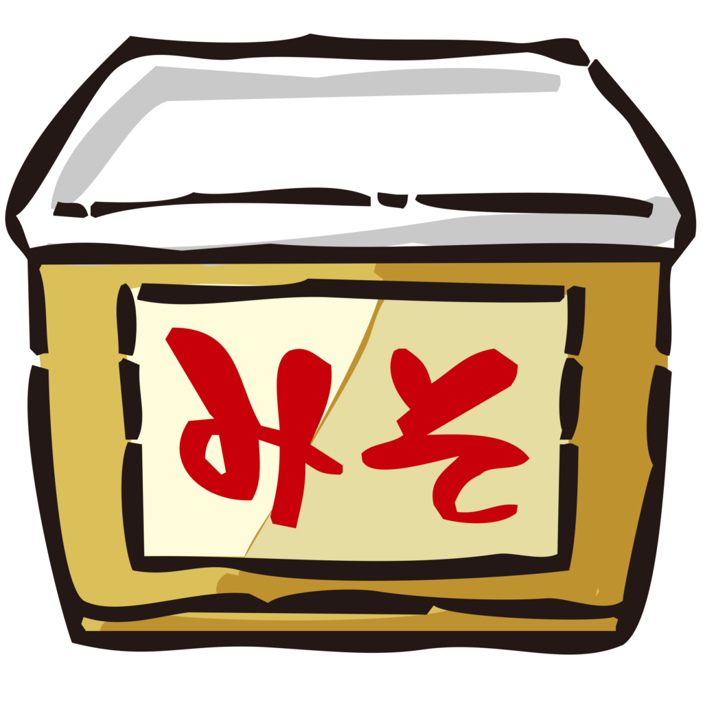 手書きのパック入りの味噌のイラ