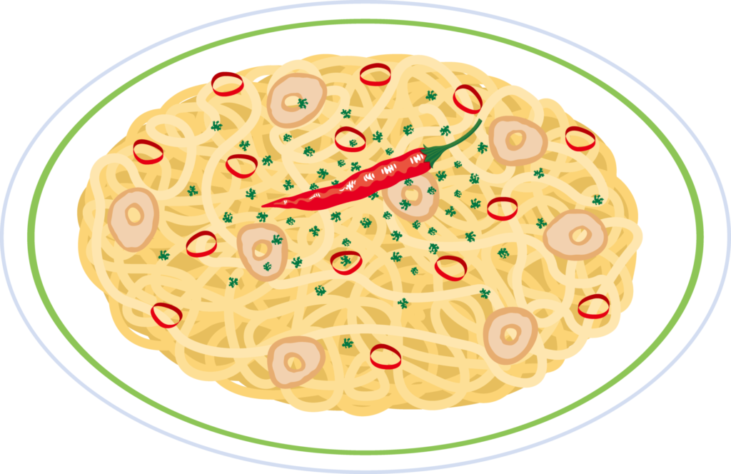 ペペロンチーノのパスタのイラス