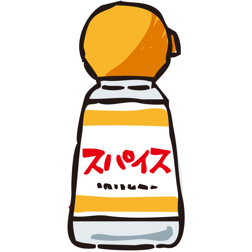 手書きのスパイスのミニボトルの