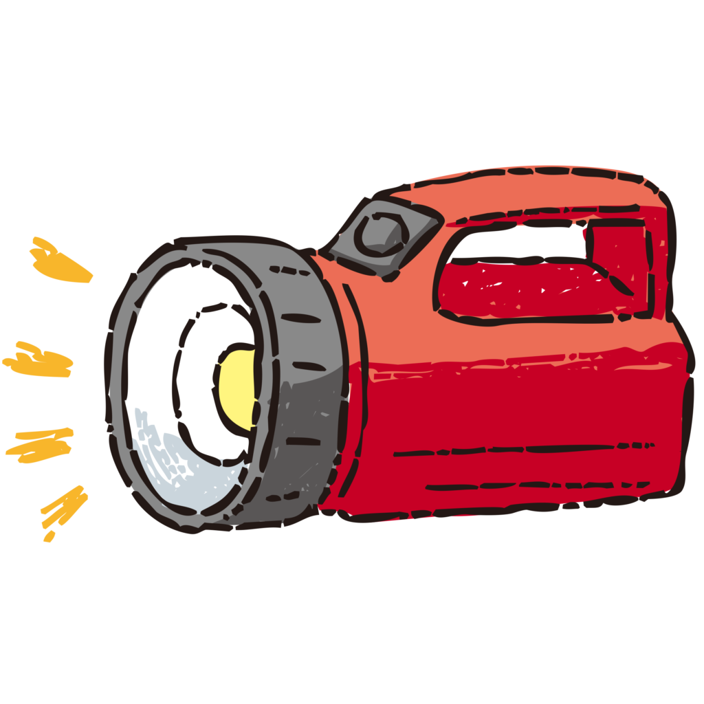 手書きの懐中電灯のイラストです