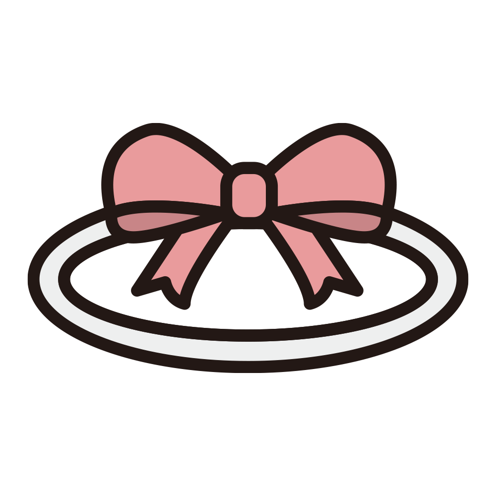 ピンクの可愛いリボンがちょこん