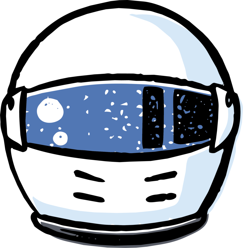 フルフェイスのヘルメットを被っ